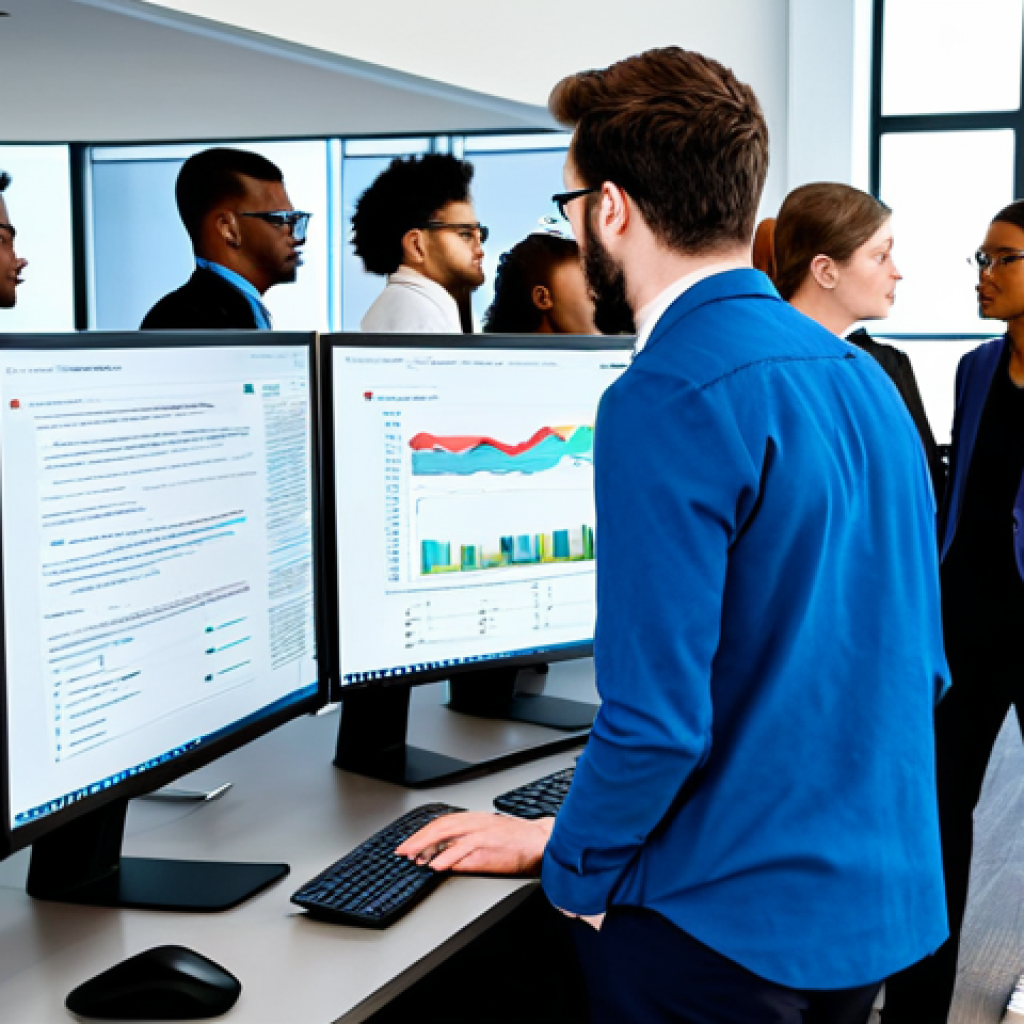 Algorithmic Bias Solution**
"A diverse team of data scientists collaborating in a bright, modern office, reviewing datasets and code on large monitors. The scene emphasizes fairness and inclusivity. Everyone is fully clothed in professional attire. The atmosphere is collaborative and focused. The image highlights the concept of algorithmic audits and bias mitigation. Safe for work, appropriate content, fully clothed, professional, perfect anatomy, correct proportions, natural pose, high quality."
**