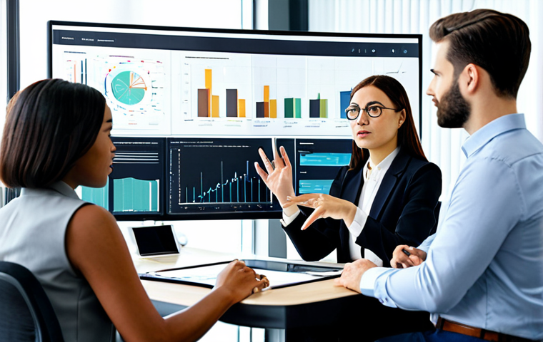 **
"A diverse team of professionals collaborating around a table in a modern office, reviewing data visualizations related to AI fairness and transparency. Charts showing bias detection and mitigation strategies are displayed on a large screen. Everyone is fully clothed in appropriate business attire. Safe for work, professional environment, perfect anatomy, correct proportions, well-formed hands, proper finger count, natural body proportions, modest clothing."
**