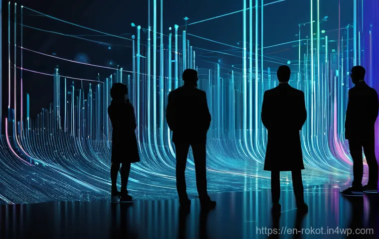 로봇의 의사결정 과정에서의 윤리적 기준 - **Prompt:** A conceptual digital art piece depicting "Algorithmic Bias." In the center, a stylized, ...