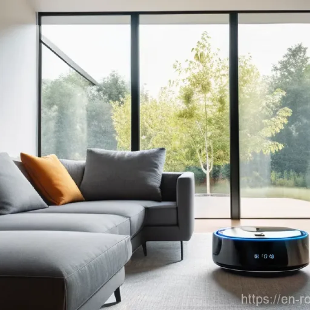 로봇의 데이터 활용과 윤리적 문제 - **Prompt Title: The Digital Footprint of a Smart Home**
A wide-angle shot of a meticulously desi...