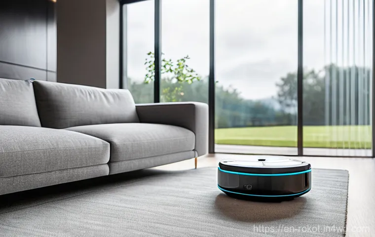 로봇의 데이터 활용과 윤리적 문제 - **Prompt Title: The Digital Footprint of a Smart Home**
    A wide-angle shot of a meticulously desi...