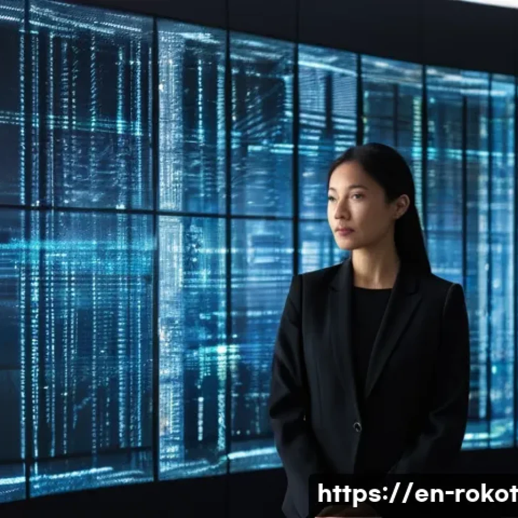 로봇의 의사결정에서의 윤리적 책임 - **Prompt:** A diverse professional (e.g., a woman in business attire, mid-30s, with a thoughtful exp...