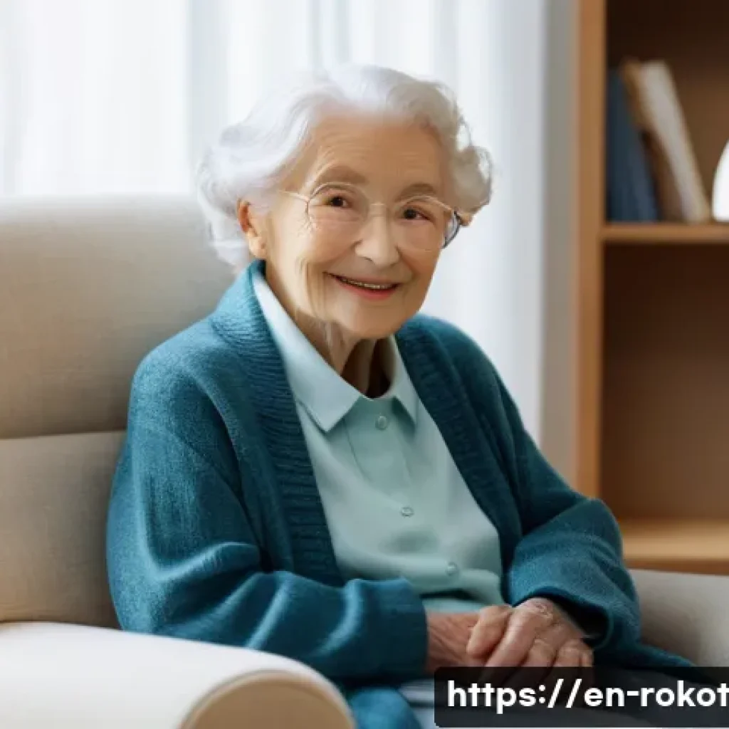 로봇의 기술 발전과 윤리적 대응 - **Prompt:** A heartwarming scene in a sunlit assisted living facility. An elderly woman, with kind e...